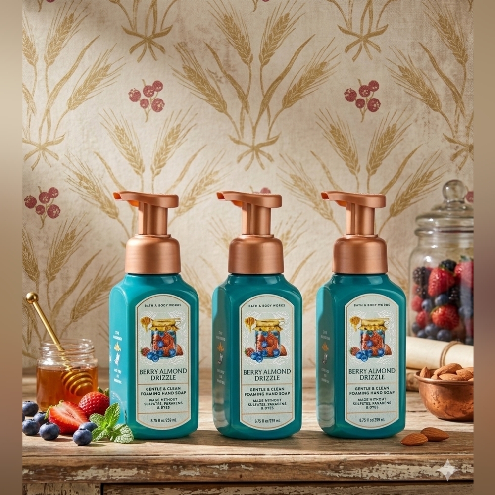 Bath & Body Works Berry Almond Drizzle Foaming Soap - Teal & Copper